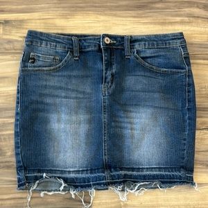 KANCAN Distress Denim Mini Skirt Raw Hem Size 9 / 28